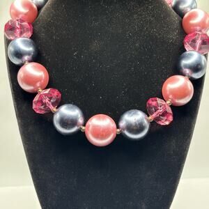 Pink & Blue Beaded Necklace